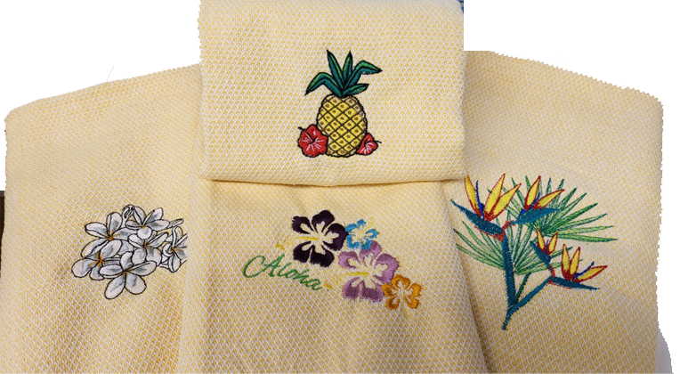 Cotton Kitchen Towel Set-Hawaiian Flowers